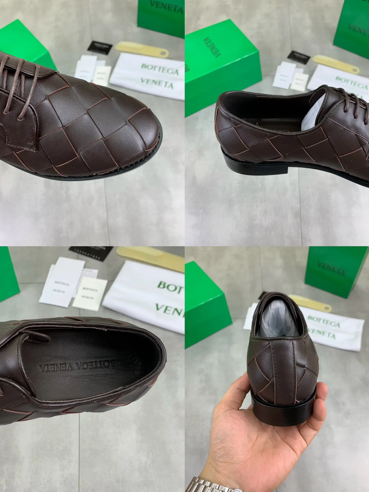 Factory price P860💰Top quality (genuine leather outsole series)💎💎💎 BOTTEGA VENETA official website synchronizes the latest model, top version of the highest version of BV business leather shoes in the market, accept material comparison, shoe type comparison, process comparison, practical and textured, versatile and suitable for any occasion, the more you look at it, the more flavorful it becomes. Pure hand-woven craftsmanship - upper material, imported original hand-woven calfskin - high-quality water-dyed cowhide inside - original private model customized handmade leather outsole -Size: female 35-39 (34 40 customized) male 39-44 (38 45 customized) Comes with original BV green box, complete packaging.